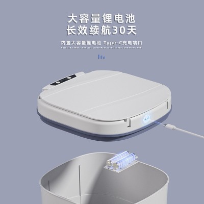 25年新款智能垃圾桶内置蓝色夜光压圈翻盖18L旋纹智能感应垃圾桶图2