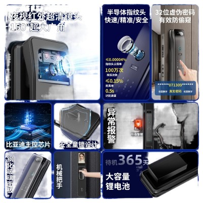 全自动指纹锁家用防盗门人脸识别智能门锁可视猫眼电子密码锁工厂图5