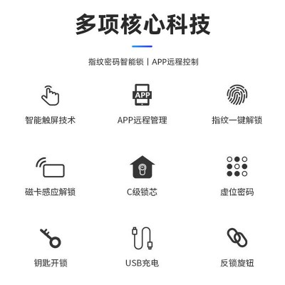 定制批发电子门锁酒店公寓民宿密码WiFi远程智能锁APP蓝牙指纹锁