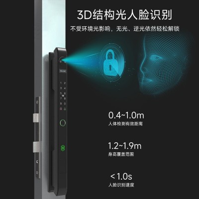 铝合金门全自动智能锁钢塑门断桥铝门指纹密码锁人脸识别解锁手机图4