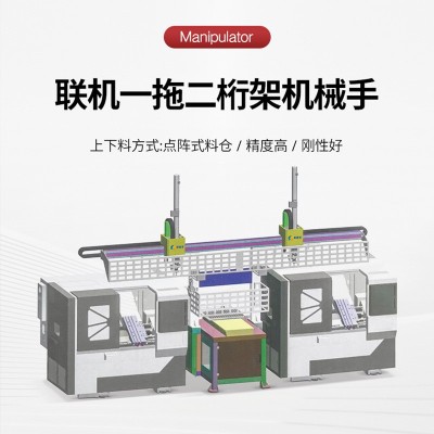 工业联机一拖二桁架机械手全自动横走式数控车床上下料机械臂厂家图3