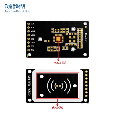 RC522 迷你版RFID射频 IC卡感应读写刷卡模块小尺寸13.56MHZ图4