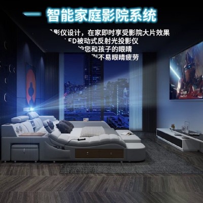代发智能按摩榻榻米皮床主卧多功能大床现代简约投影仪婚床外贸图3