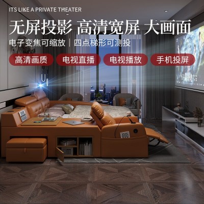 现代简约多功能皮床主卧智能双人床电动按摩榻榻米大床外贸功能床图2