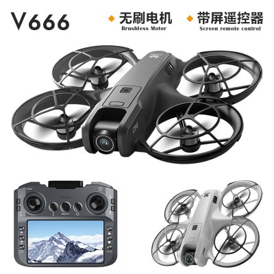 V666无刷带屏控无人机航拍光流定位飞行器双摄像遥控飞机外贸玩具图2