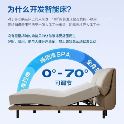 智能床悬浮耳朵电动床头层牛皮双人床双电机功能床架图2