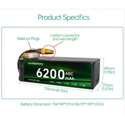 高爆发 5000/5200/5500mAh 11.1V 14.8V 22.2V 锂离子电池组 50C 100C 120C 3S1P 6S1P 适用于赛车/遥控车玩具无人机高速-1