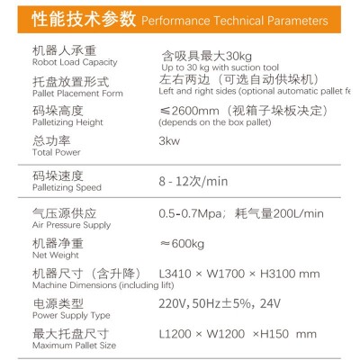 全自动WP-20码垛机器人工作站可升降工业机械手自动搬运纸箱设备图2