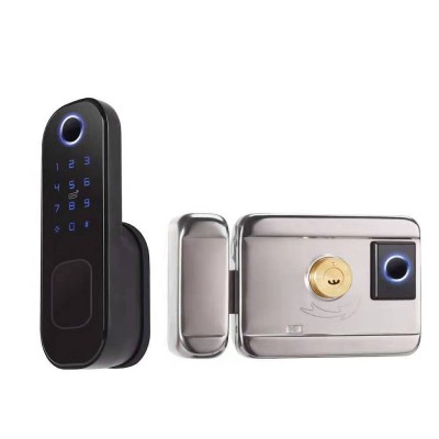 外装门锁牛头锁不锈钢门铁门木门密码锁WiFi涂鸦蓝牙通通指纹锁图5