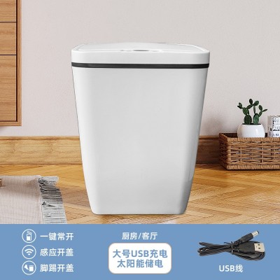 智能感应垃圾桶家用客厅厨房电动创意收纳光能USB充电脚踢打LOGO图2