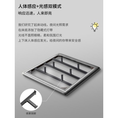 简约悬浮儿童床创意1.5m男孩子床油风纳帕真皮小孩儿童房北欧床图3