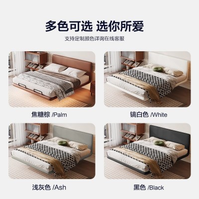 智能电动功能真皮床极简悬浮网红奶油风法式真皮设计师款个性大床图5