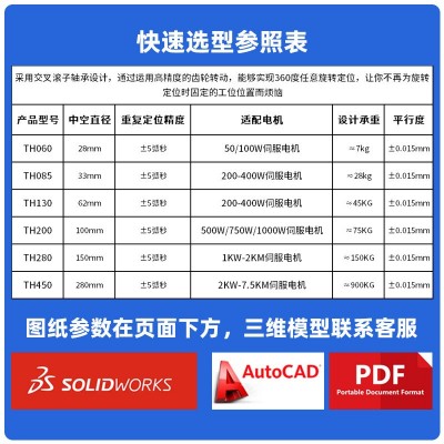 POROVIN普洛威中空旋转平台60/85/130/200/280/450配伺服步进电机图2