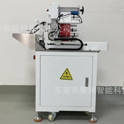 半自动线材对折贴标机电线电源线贴标手动线材自动不干胶 对折贴标图2