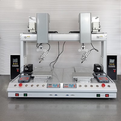 悬臂式双拼自动焊锡机PCB线路板加锡点焊灯具电子插件自动焊锡机