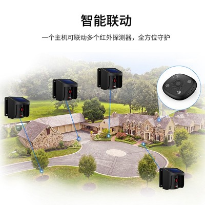 太阳能无线红外探测器报警器 室外人体红外感应家用报警灯防盗图3
