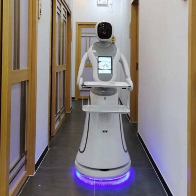 酒店餐厅饭店端菜传菜送餐机器人 自动感应迎宾无轨智能服务员机图2