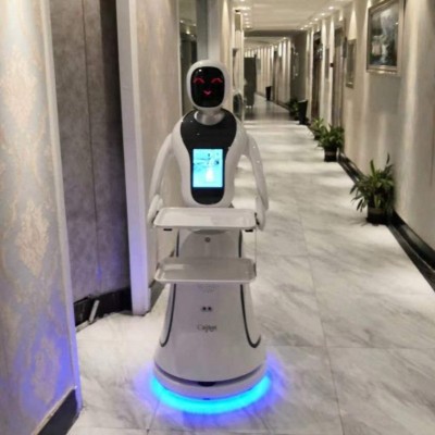 酒店餐厅饭店端菜传菜送餐机器人 自动感应迎宾无轨智能服务员机图5