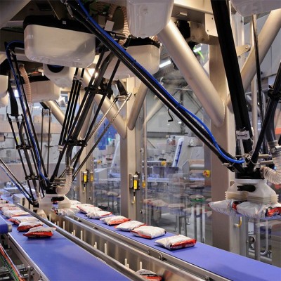 并联机器人机械手蜘蛛手自动分拣理料辣条薯条糖果装箱食品后道图2