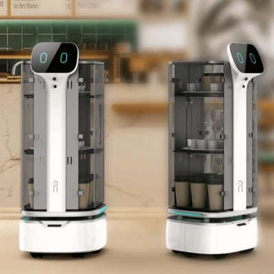 洛必德酒店餐厅智能送餐机器人工厂，电子厂配送传菜端菜上菜送菜图2