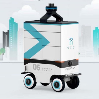 洛必德室外配送室外一体化无人送货小车工厂，电子厂配送自主配送