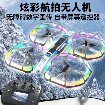跨境新品跑马灯无人机高清航拍四轴飞行器小型儿童遥控飞机玩具厂