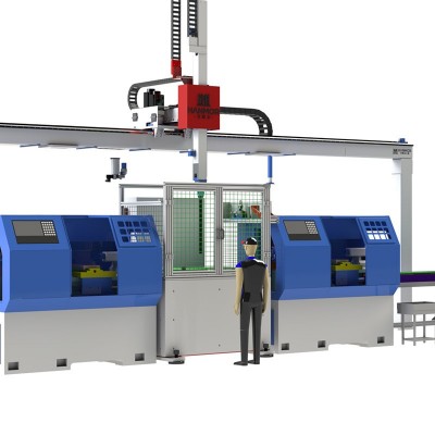 厂家全自动码垛生产线上下料机械手一拖二机床料数控机械手图2