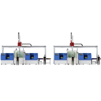 厂家全自动码垛生产线上下料机械手一拖二机床料数控机械手图5