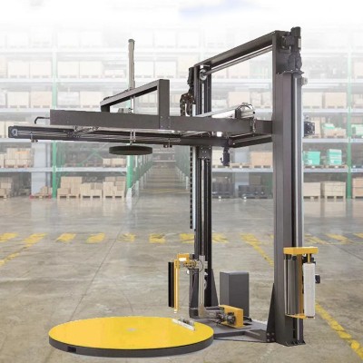 单机覆顶缠绕机顶部覆膜全自动工业缠膜包装机盖顶托盘缠绕打包机图2