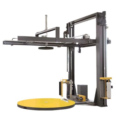 单机覆顶缠绕机顶部覆膜全自动工业缠膜包装机盖顶托盘缠绕打包机图5