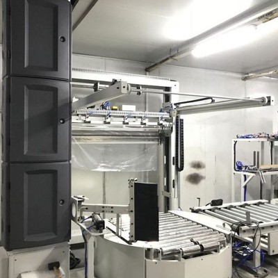 单机覆顶缠绕机顶部覆膜全自动工业缠膜包装机盖顶托盘缠绕打包机图4