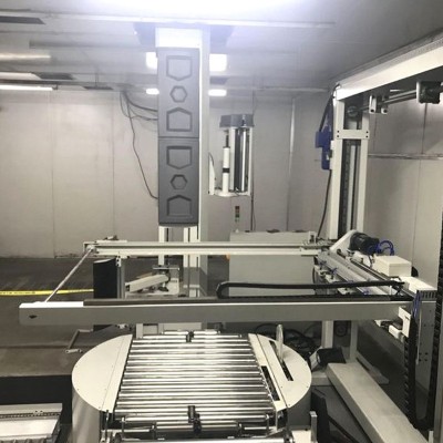 单机覆顶缠绕机顶部覆膜全自动工业缠膜包装机盖顶托盘缠绕打包机图3