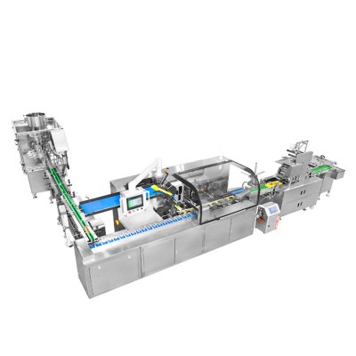 全自动灌装封尾装盒机日化用品管状膏体包装润肤露涂胶插 舌折盒机图4