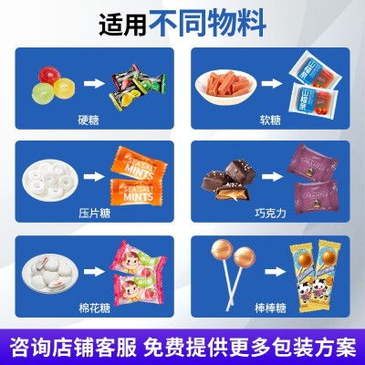 糖果颗粒高速机 棉花糖奶片压片糖自动理料 棒棒糖奶糖枕式包装机图2