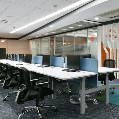 畅腾电动升降桌 双人对向 升降办公桌 四脚同步 升降办公电脑桌