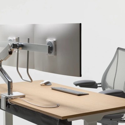 畅腾交易员电动升降桌双电机程序员加宽办公桌支持多屏承重职员桌图4