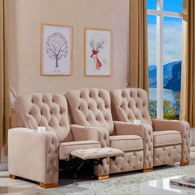 可定制头层牛皮可躺功能影咖拉扣沙发美式风格电动家庭影院沙发图4