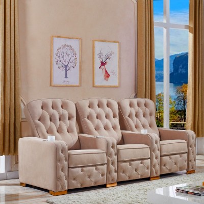 可定制头层牛皮可躺功能影咖拉扣沙发美式风格电动家庭影院沙发图2