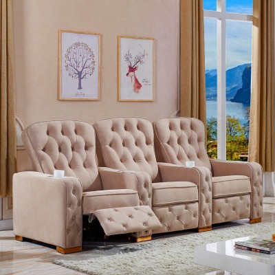 可定制头层牛皮可躺功能影咖拉扣沙发美式风格电动家庭影院沙发图3