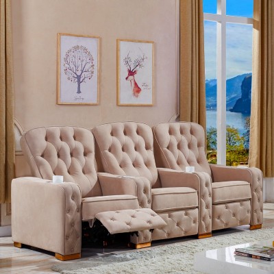 可定制头层牛皮可躺功能影咖拉扣沙发美式风格电动家庭影院沙发