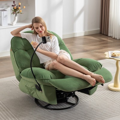 头等太空舱电动布艺沙发单人客厅多功能可躺可睡可转懒人沙发摇椅图3