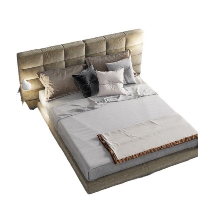 北欧现代磨砂布床1.8米双人床主卧软包布艺床奶油风轻奢简约磨砂图4