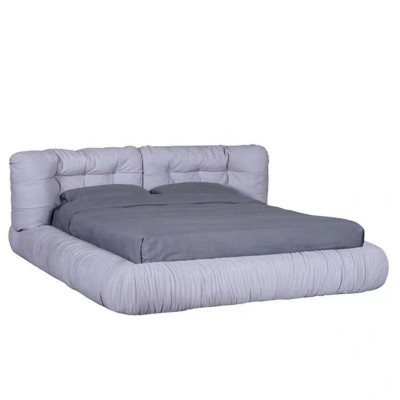 云朵床现代简约磨砂布床双人诧寂床布艺床现代简约主卧意式奶油风图5