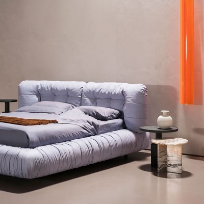 云朵床现代简约磨砂布床双人诧寂床布艺床现代简约主卧意式奶油风图4