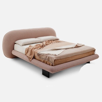 意式极简主卧奶油侘寂风床羊羔绒简约现代北欧轻奢网红高端布艺床