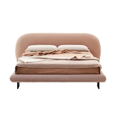 意式极简主卧奶油侘寂风床羊羔绒简约现代北欧轻奢网红高端布艺床图5