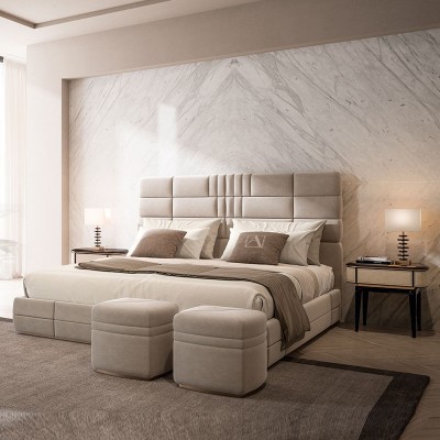 意式极简布艺床轻奢后现代简约高端家具设计师别墅新款大气软床图4