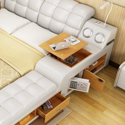 Leather bed皮床大户型多功能皮艺床现代简约榻榻米床主卧外贸床图3