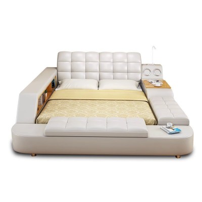 Leather bed皮床大户型多功能皮艺床现代简约榻榻米床主卧外贸床图5