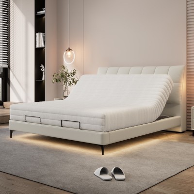 皮床现代简约多功能智能升降电动床小户型1.8米主卧分区双人床图4